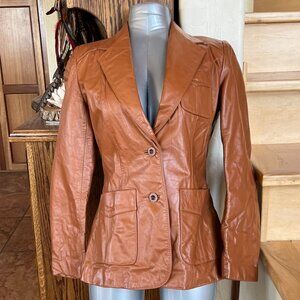 Vintage Casablanca Camel Leather Jacket Never Worn Size 7/8